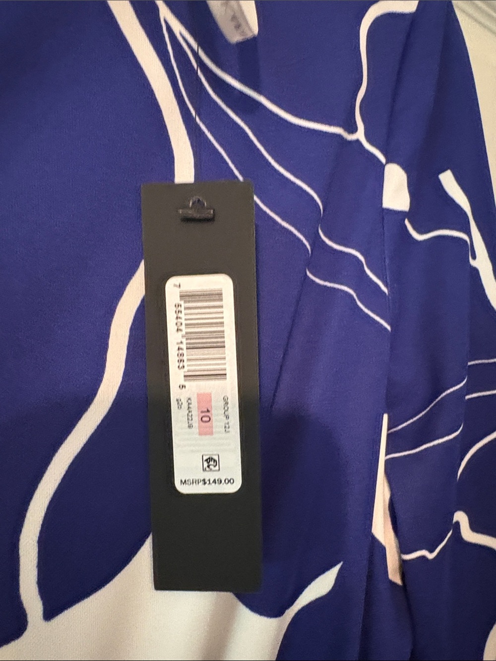 Donna Karan Blue and White Twist-Detail Long Sleeve Dress - Picture 3 of 3